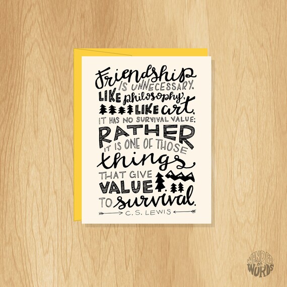 L Amitie A La Main Donne De La Valeur A La Carte De Etsy