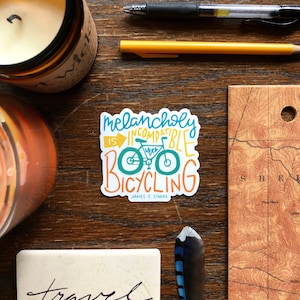 Handbeschrifteter melancholischer Fahrrad-Inspirationsaufkleber, Bikeraufkleber, Radfahreraufkleber, inspirierender Aufkleber, handbeschrifteter Aufkleber