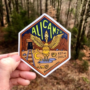 Adesivo El Alicanto scritto a mano, adesivo artistico El Alicanto, adesivo animale mitologico, adesivo disegnato a mano, arte criptica, criptico del peperoncino