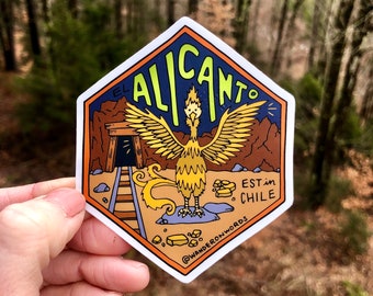 Hand-Lettered El Alicanto Sticker, El Alicanto Art Sticker, Mythological Critter Sticker, Hand-Drawn Sticker, Cryptid Art, Chili Cryptid