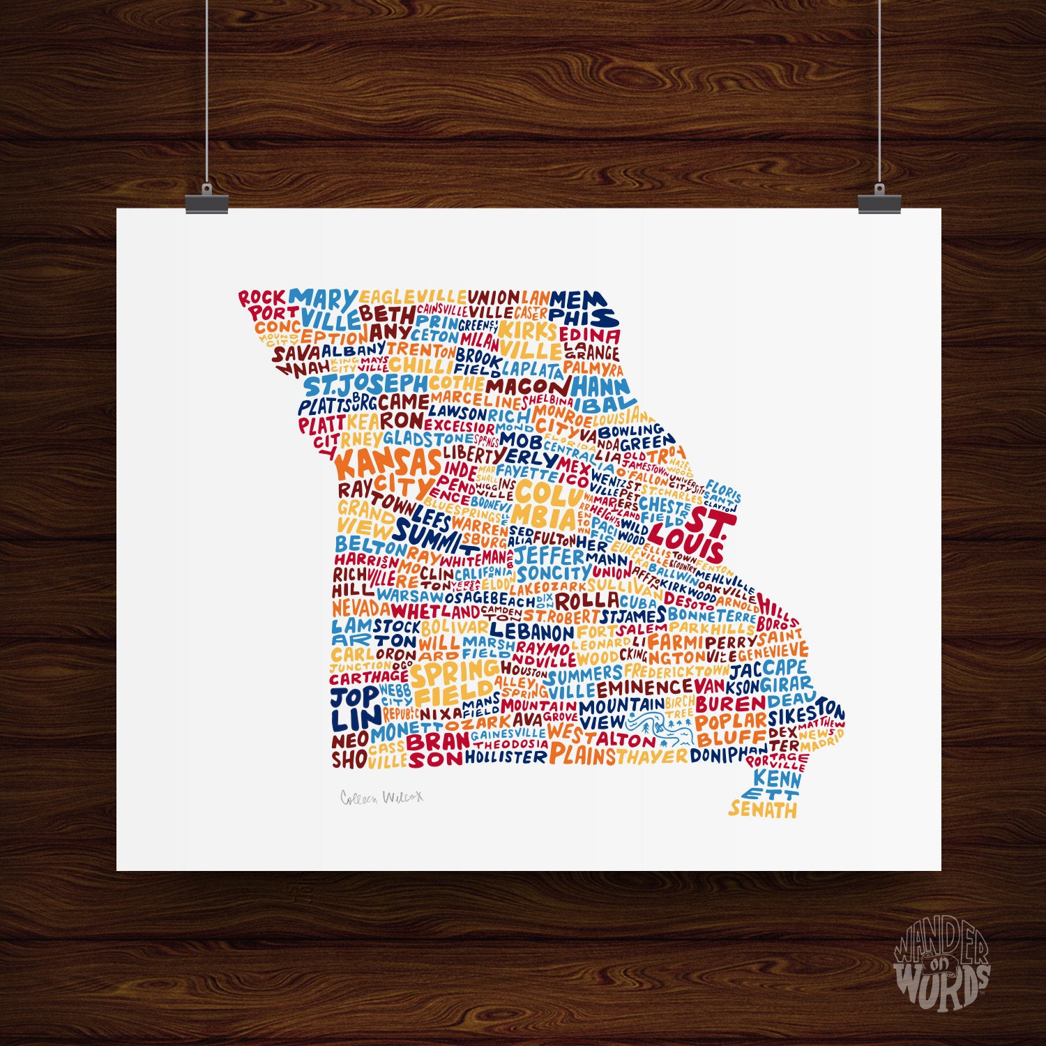 HandLettered Missouri State Print Missouri Shape Print Etsy