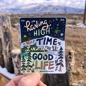 Lettres hautes, Sticker belle vie, Sticker skieur, Sticker source d'inspiration, Sticker positif, Sticker manuscrit, Sticker tête morte