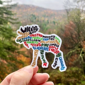 Sticker orignal du Maine, autocollant du Maine, Sticker orignal, Sticker dessiné main, Art du Maine, Art des mots du Maine, cadeau du Maine