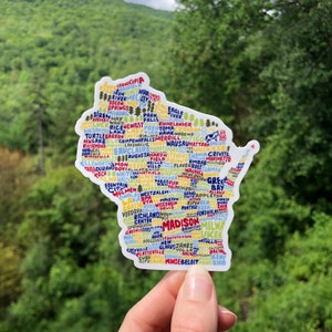 Adesivo de Wisconsin com letras à mão, adesivo de mapa de Wisconsin, adesivo de arte de Wisconsin, mapa de Wisconsin, ilustração de Wisconsin com letras à mão