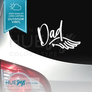 Window Sticker, Car Decal, In Memorial Dad Mom Angel Wing