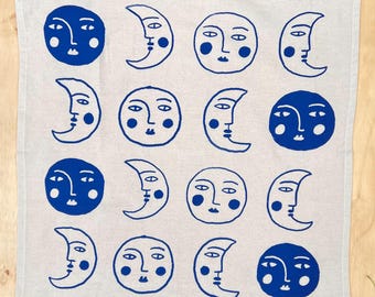 Moon Phase Tea Towel: Hand-Screenprinted Cotton Dish Cloth