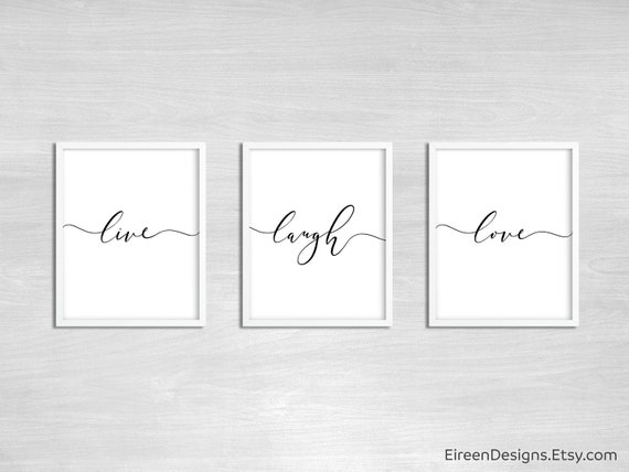 Live Laugh Love Set Of 3 Printable Art Inspirational Home Etsy