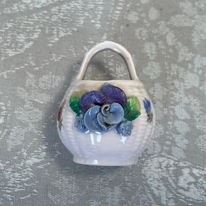 Vintage German ELFINWARE PORCELAIN Basket Germany Basket Weave Design, with classic Forget-Me-Nots