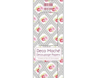 Shabby chic Decoupage Tissue Paper Turquoise Aqua Blue Rose on White First Edition DecoMache