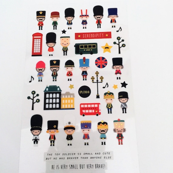 Suatelier no.1021 Toy Soldiers London Stickers Sticker Sheet Korean Stationery