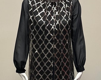 1960's Mod Party Dress with Silver Lurex Overlay
