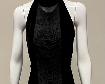 1980's Velvet Bodycon Halter Dress