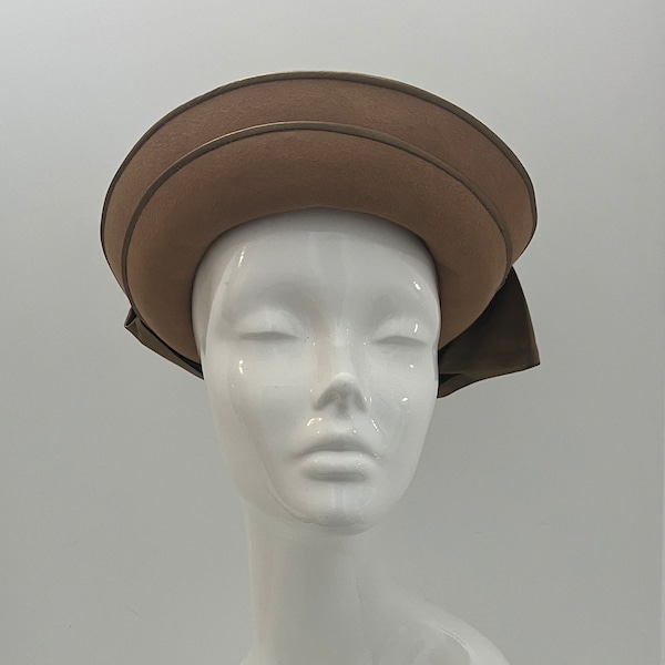 1940's Wool Felt Breton Hat with Satin Bow