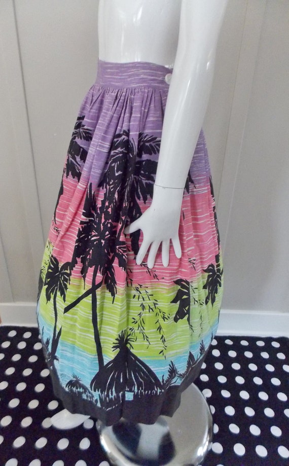 1950’s Vintage Border Novelty Print Skirt Palm Tr… - image 4