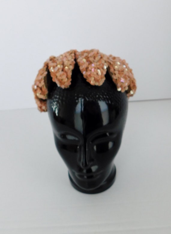 1950's Vintage Heavily Sequinned Fascinator - image 2