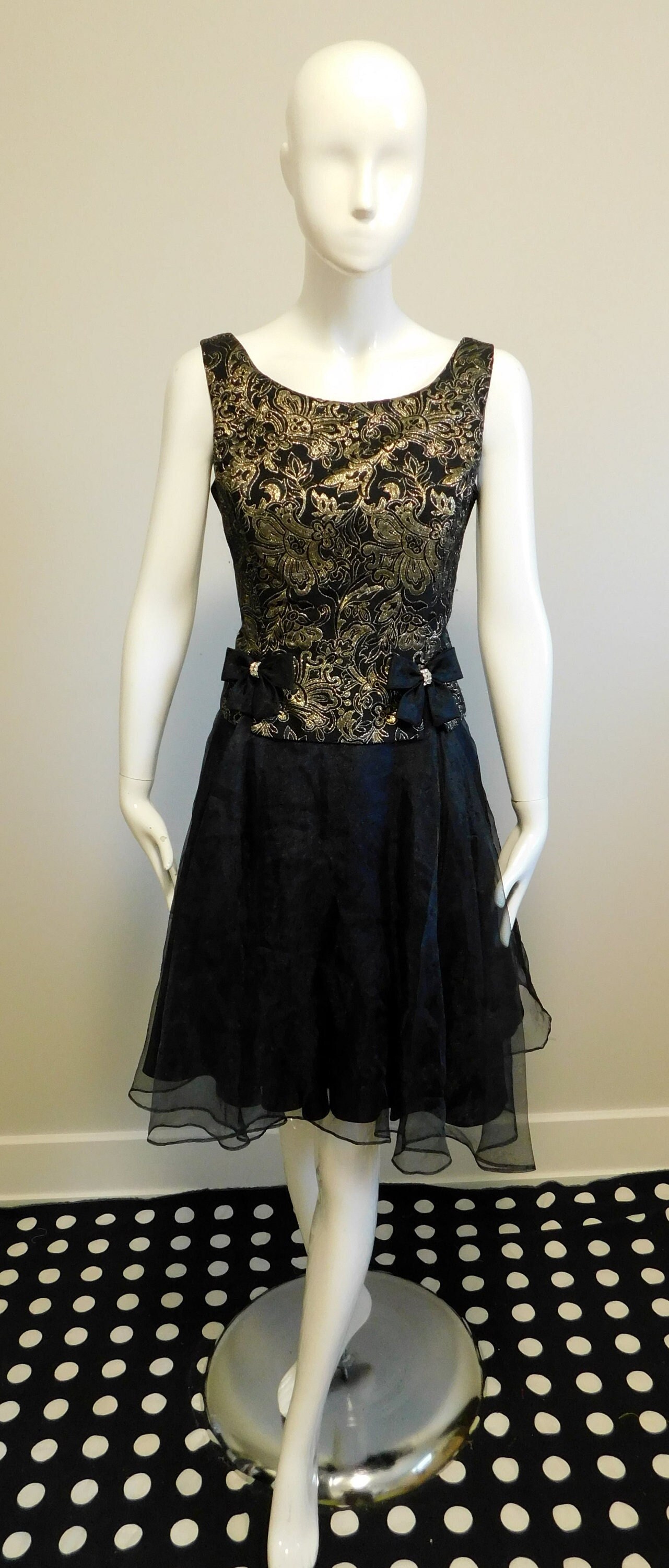 Tahari black and clearance gold dress