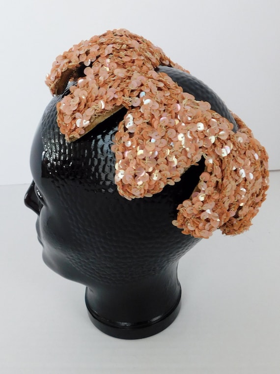 1950's Vintage Heavily Sequinned Fascinator - image 3