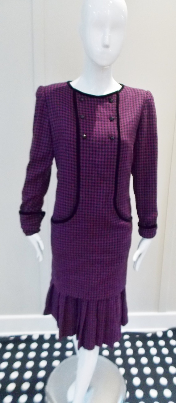 Valentino Boutique / Miss V, 1980's Vintage Designer Valentino Miss V Wool Dress