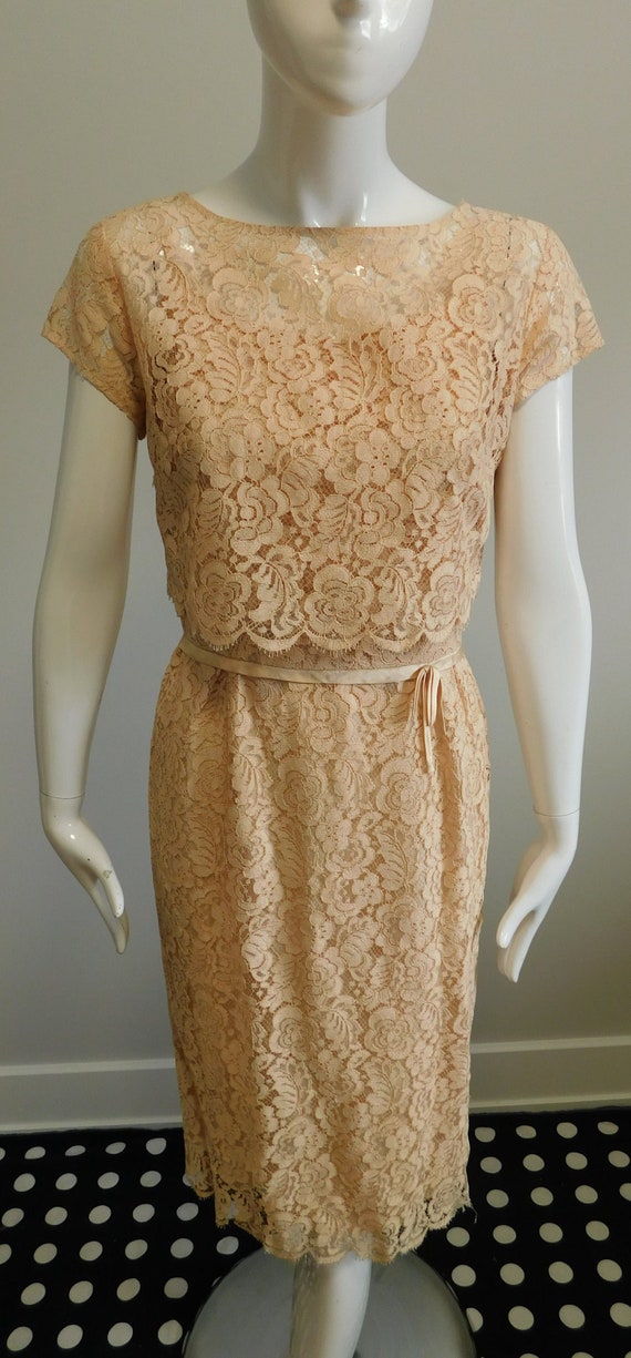 1960's Vintage Lace Dress and Lace Overblouse