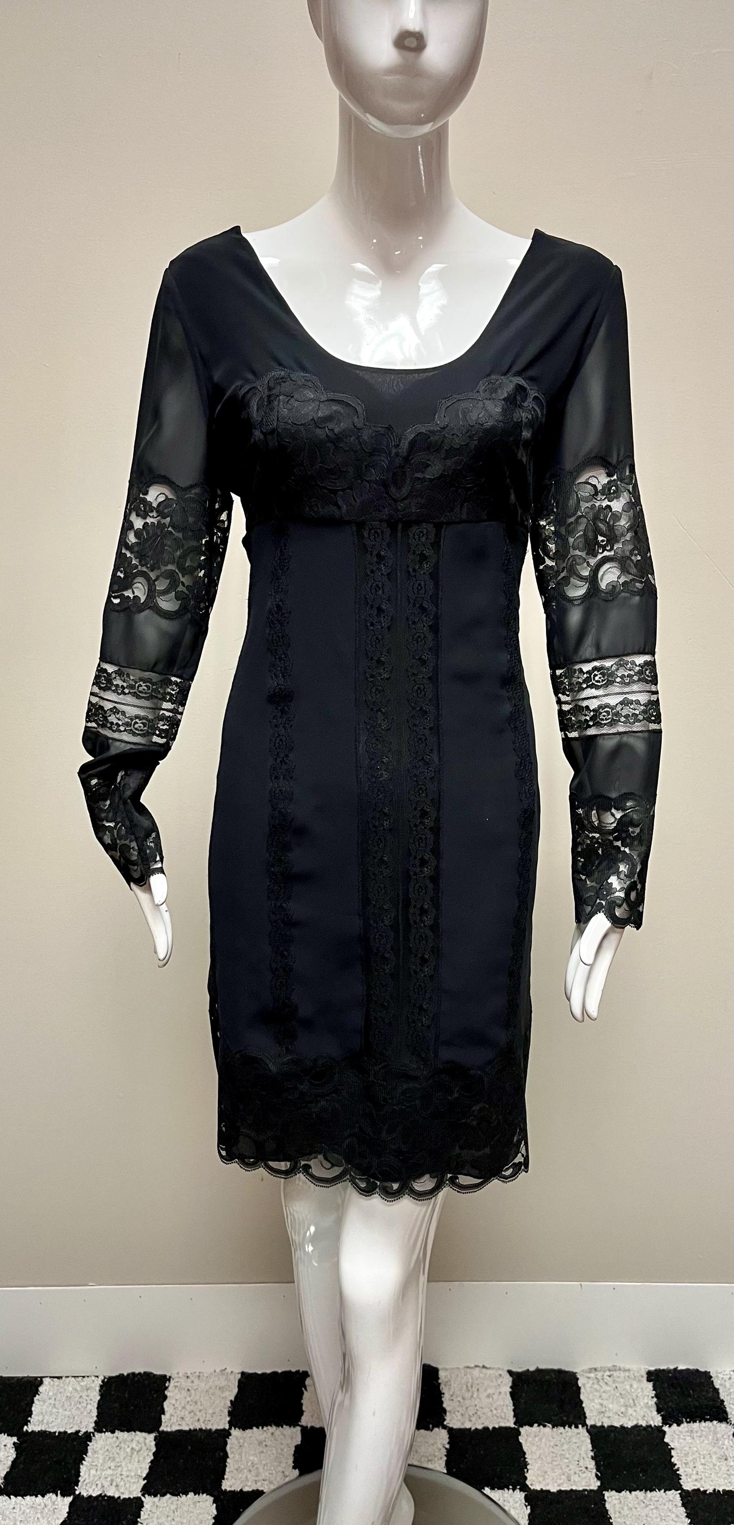 anna sui black dress 1990's Lace Mini From ASOS Design - Chiffon WDG Size:36FR Stretch lace maxi dress