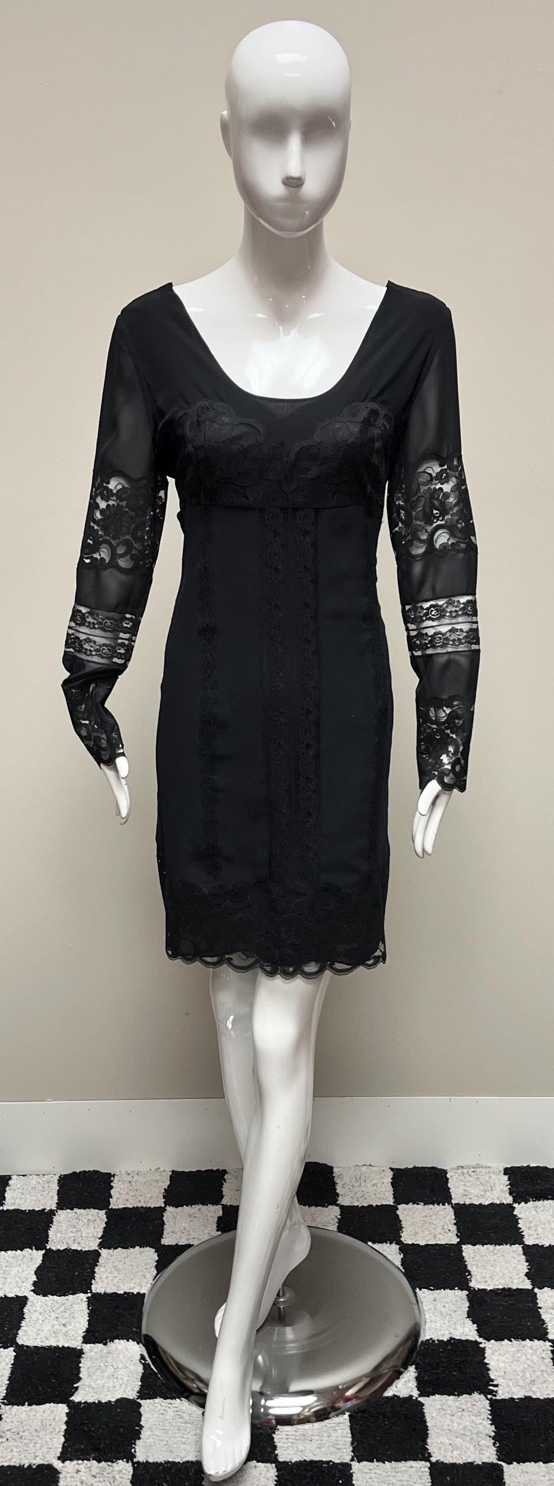 1990's Black Lace Mini Dress From Anna Sui