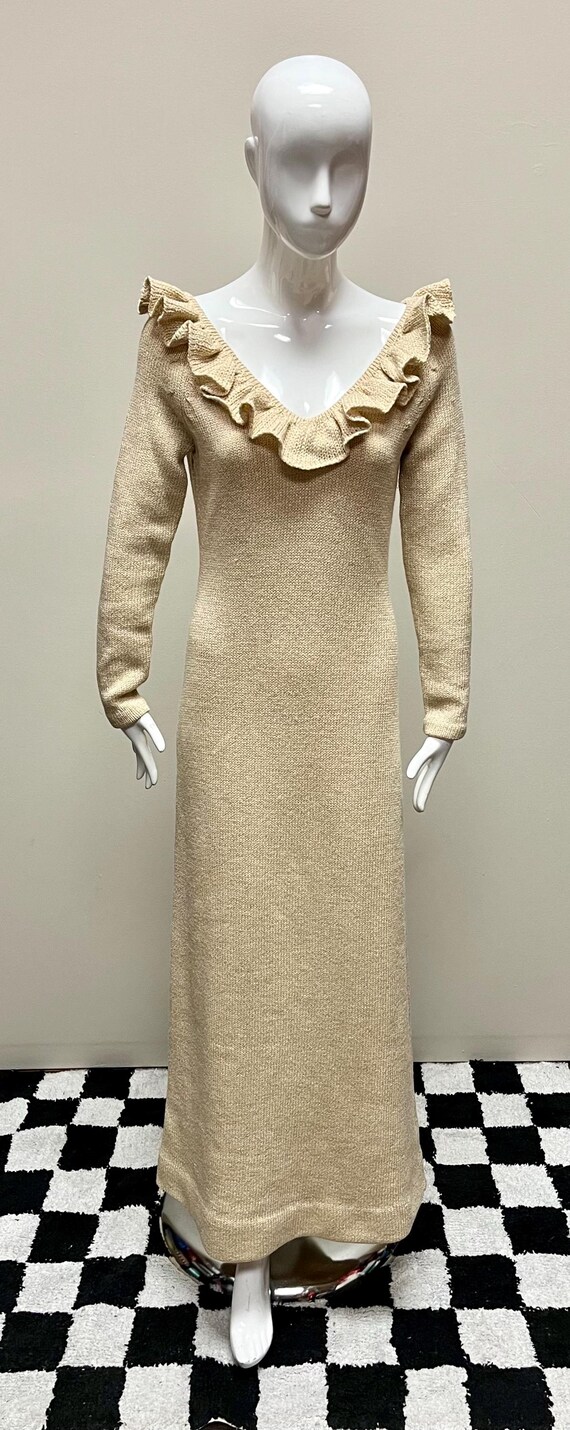 1960's Gold Metallic Knit Gown by Marni Knits