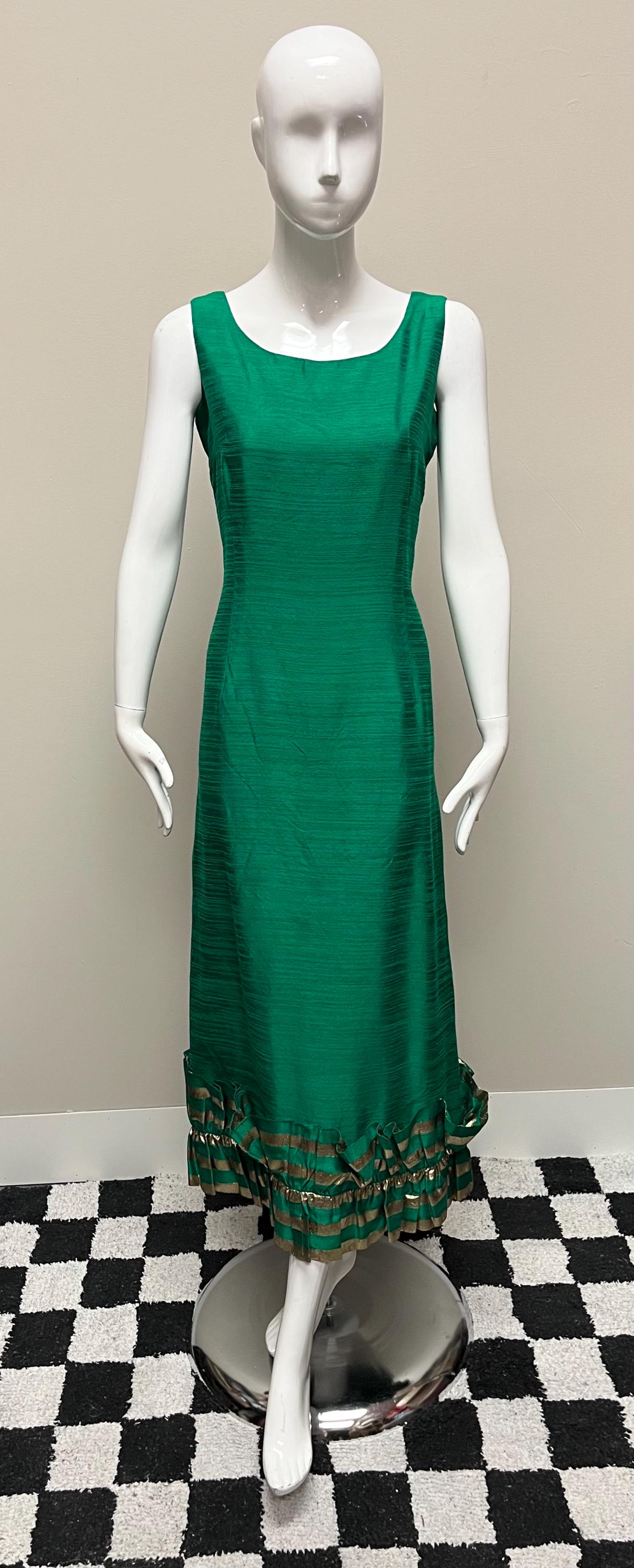 green dupioni dress Green Dupioni Tie Front Fit And Flare Dress main image 1