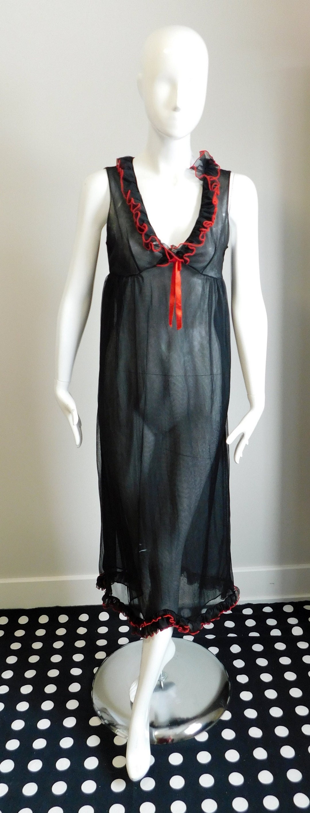 1960s Black Sheer Nightgown - Etsy