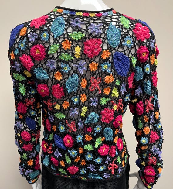 Vintage 90’s beautiful flower crochet tie up cardigan main image 1