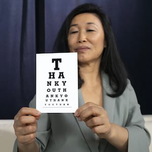 Sehtafel DANKE druckbare Karte Optometrist Augenärztin digitaler Download