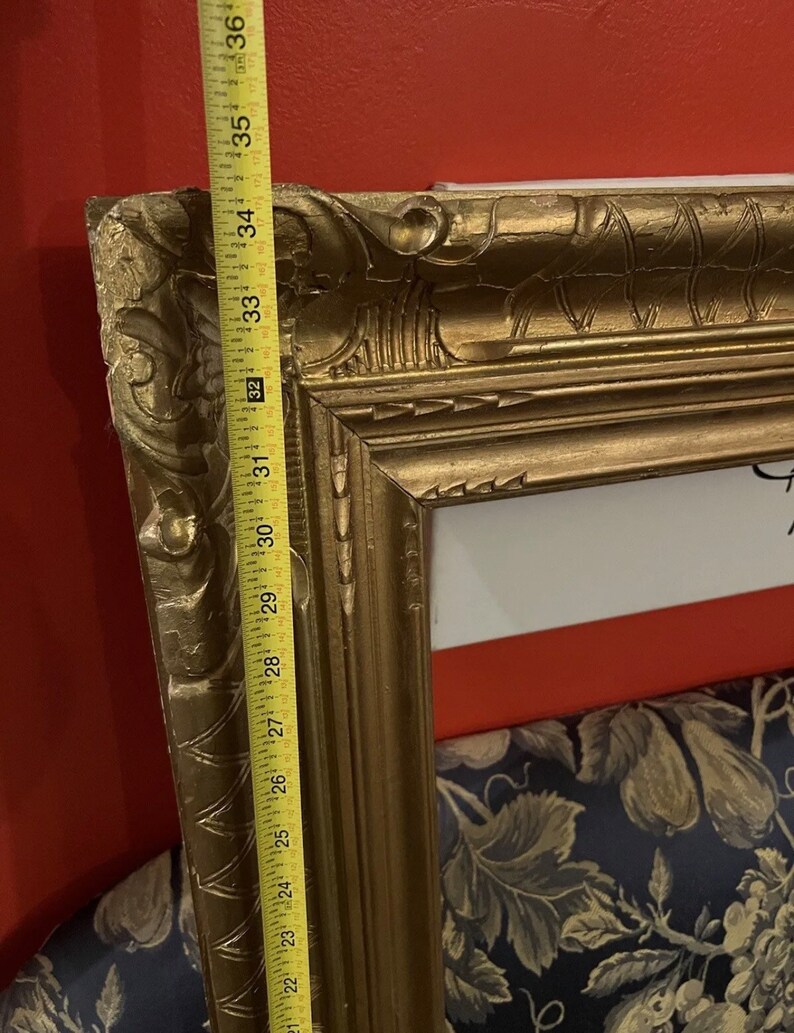 Antique Gesso Gold Gilt Wood Frame Large Ornate Fine Art Country Etsy