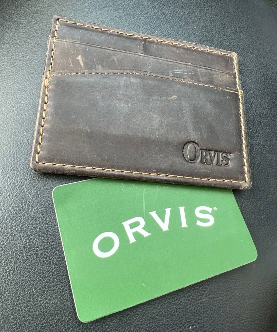 Vintage ORVIS Wallet Card Holder American Bison Leather USA NOS Etsy
