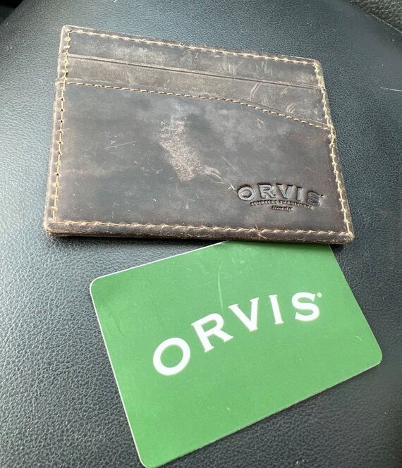 Vintage ORVIS Wallet Card Holder American bison leath… Gem