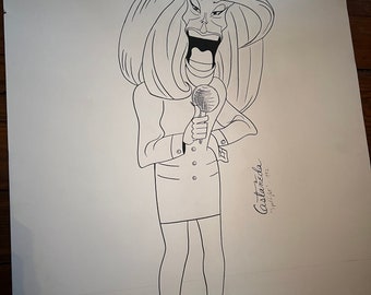 Famed NYC Artist Ricardo Castaneda 1991 Original 24x36” Caricature of Joan Rivers RARE SPOTLIGHT