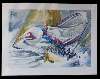 Willard Bond Hand Signed “21 Seconds Ahead – Stars & Stripes vs. Kookaburra III”