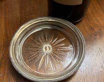 Sterling Wine Bottle Coaster Frank Whiting Etched Glass