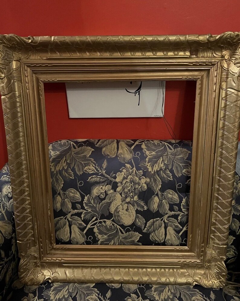 Antique Gesso Gold Gilt Wood Frame Large Ornate Fine Art Country Etsy