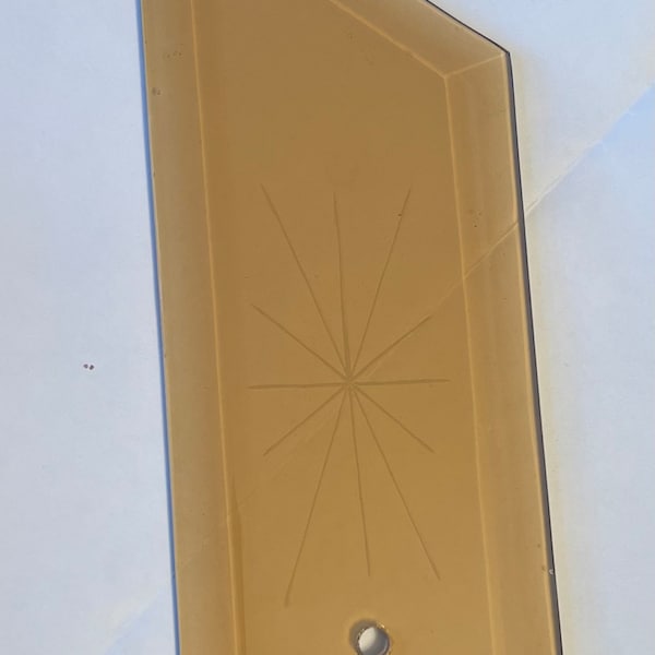 Rare amber Parallelogram mid century chandelier glass panel