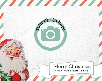Personalized Custom SANTA CLAUS Photo Frame, Kitschy Holiday Greeting 1950s - Printable Digital Download