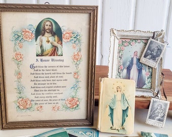 Vintage PrayerHoly Cards Religious Ephemera Set of 59 Religious Catholic Mass Cards Collectible Remembrance Cards Divinations