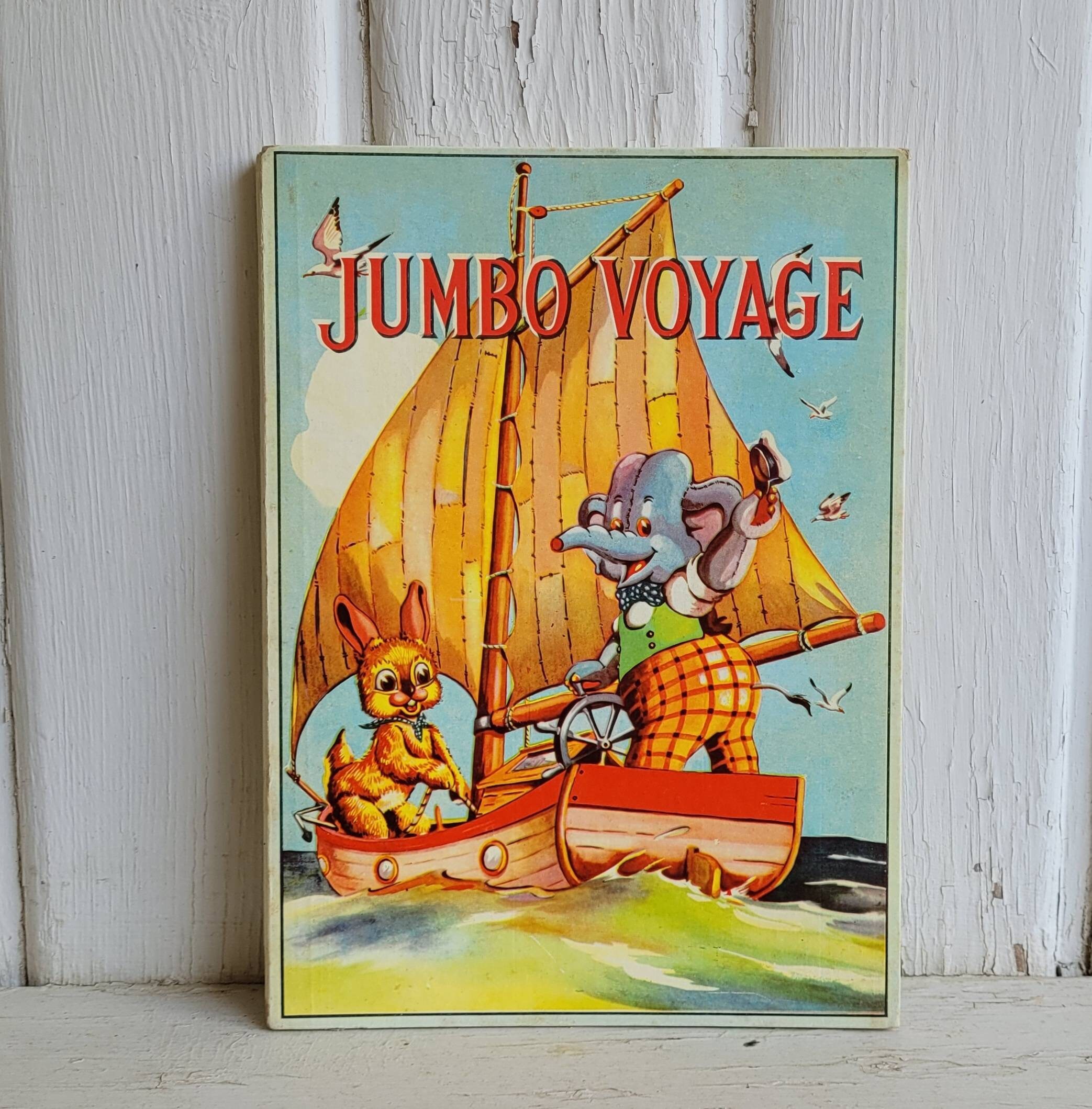 Rare Vintage FRENCH CHILDREN'S BOOK Jumbo Voyage 1960 Illustrated Elephant
