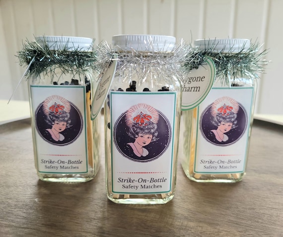 Cute QUEEN with CROWN Strike-on-Bottle Safety Matches Black, Stocking Stuffer, Birthday Gift