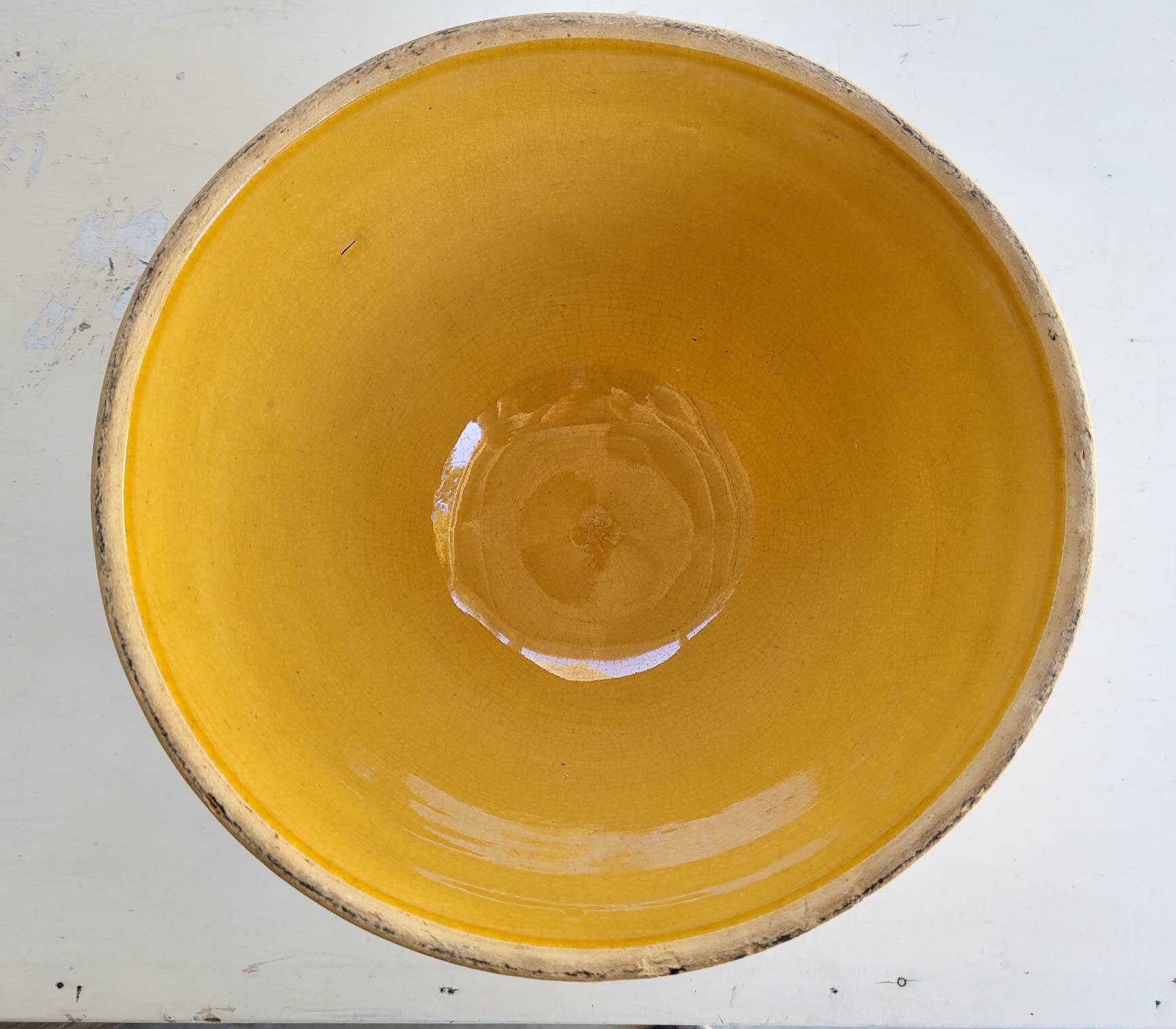 Rare Vintage LARGE YELLOW Pottery Bowl, Footed Windowpane McCoy Bowl