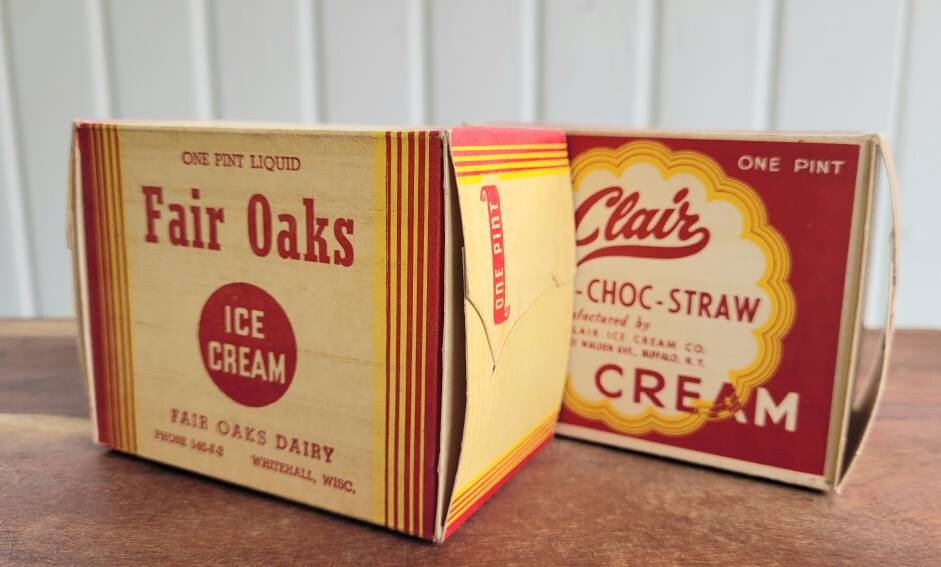 Pair of Cute Vintage ICE CREAM BOXES 1940s