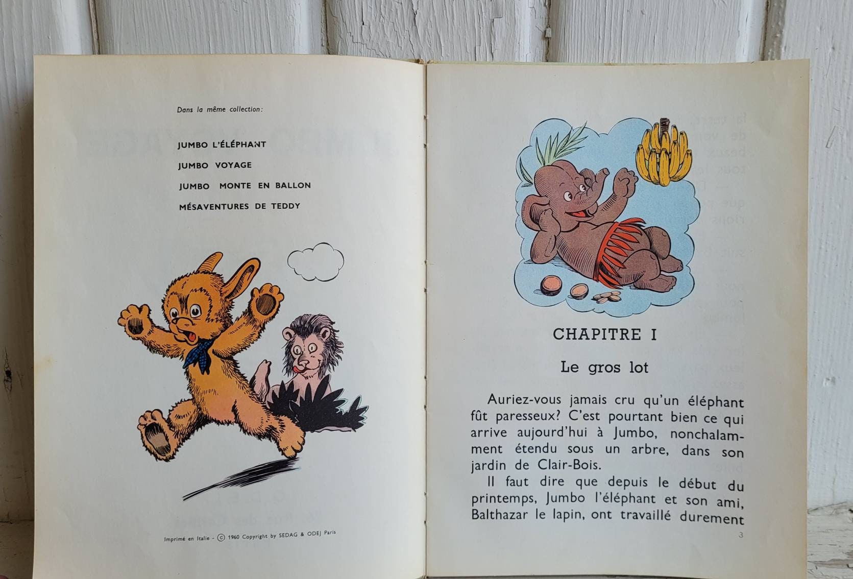 Rare Vintage FRENCH CHILDREN'S BOOK Jumbo Voyage 1960 Illustrated Elephant