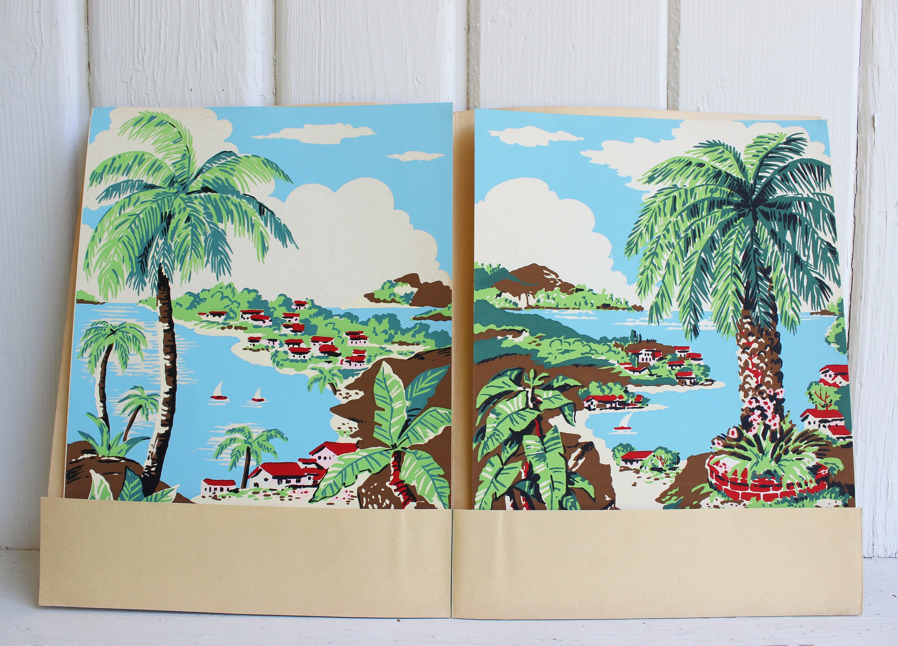Tropical ART DECO TRAVEL Prints Southern Shores in Original Package