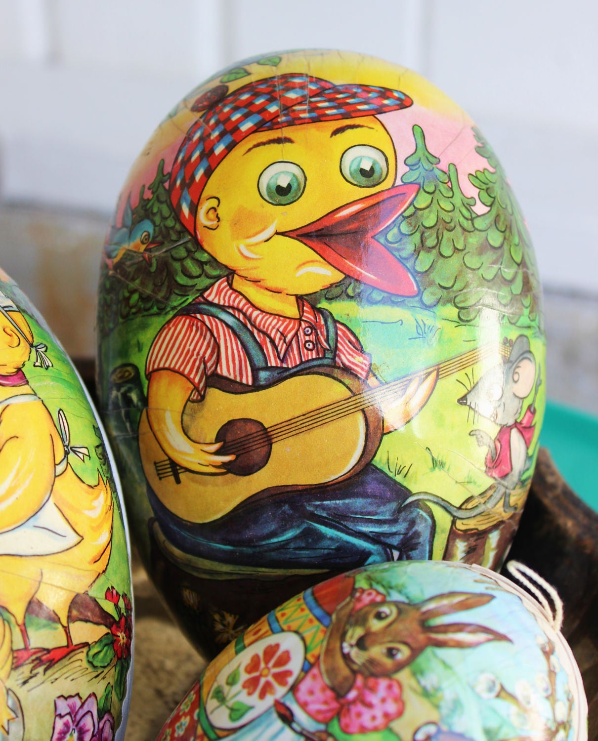 Vintage PapierMâché EASTER EGGS Made in Germany, Large Size, Set of 3