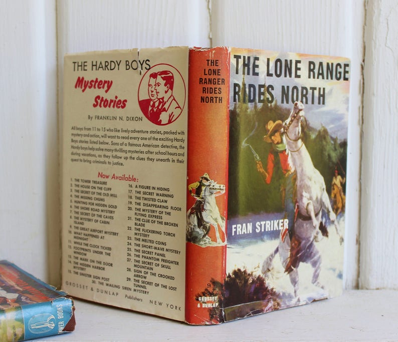 Retro Cowboy Books & Record, Country Western Kitsch, Lone Ranger, Sleepy Horse Range, Vintage Book Set image 4