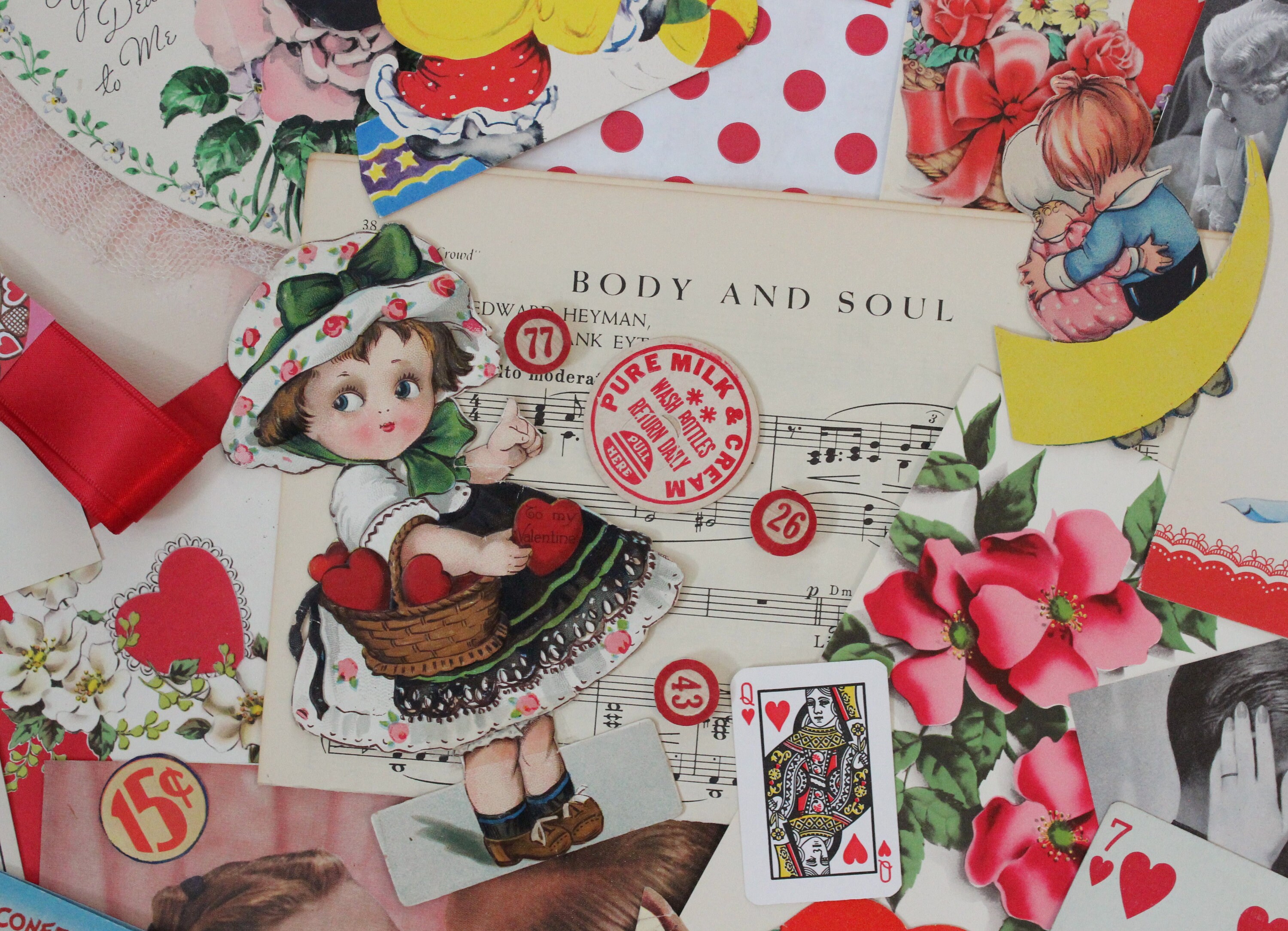 Vintage VALENTINE Ephemera Pack, Valentine Crafting Paper Supply