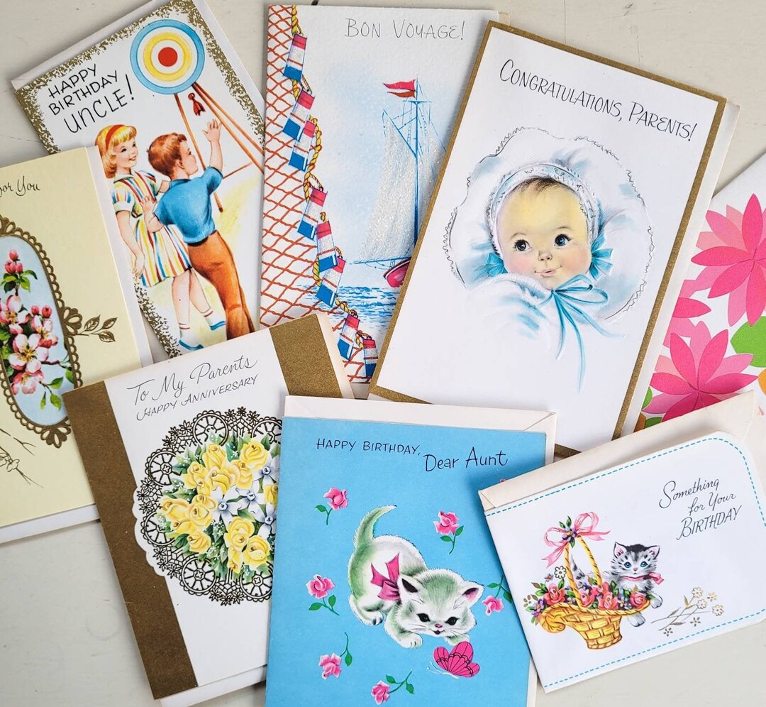 Vintage UNUSED GREETING CARDS Assorted Mid Century 1950s Ephemera - Set ...